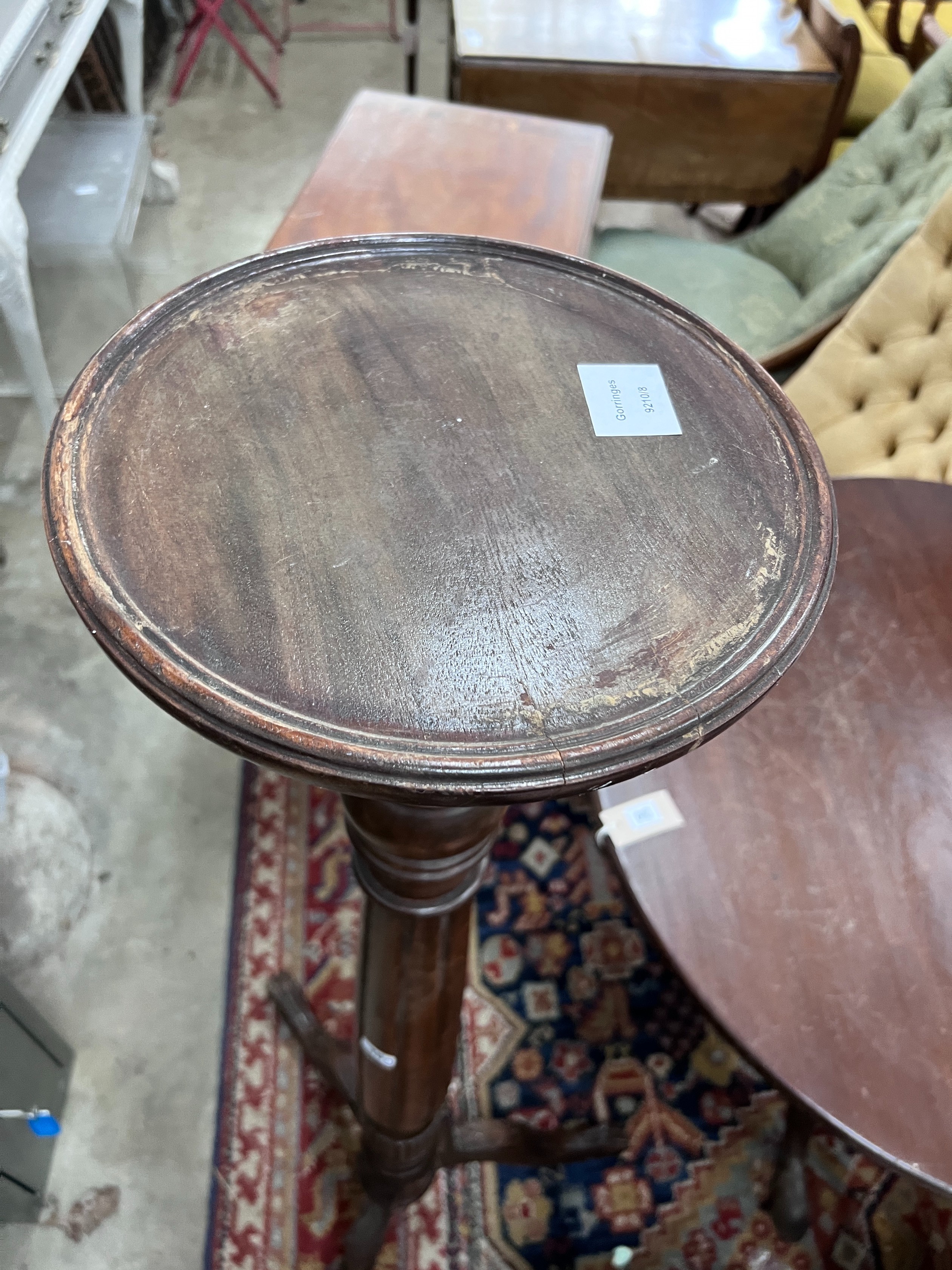A George III style mahogany torchere, height 131cm *Please note the sale commences at 9am.